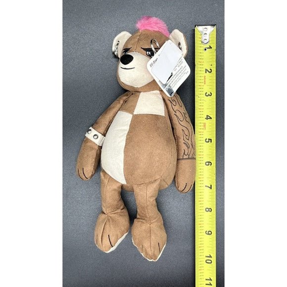 Gund Diesel 830-Brown, Body Arts Punk Teddy Bear Mohawk Piercings Tattoos 10” - Picture 10 of 11